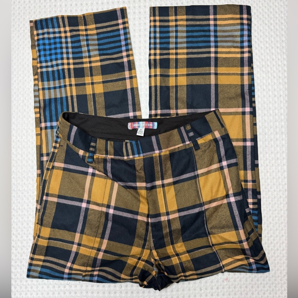 Urban Outfitters Claire Blue Yellow Plaid Y2K Cropped Pants Women SZ 6 - Picture 5 of 10